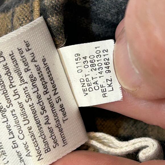 Eddie Bauer Mens L Shirt Flannel Heavy Button Up Gold Gray 100% Cotton - Picture 9 of 12